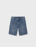 Mayoral tween boys denim bermuda shorts, medium wash, view 4