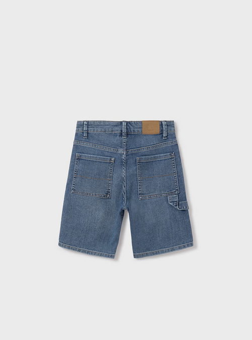 Mayoral tween boys denim bermuda shorts, medium wash, view 5