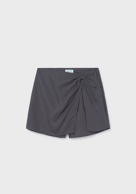 Mayoral girls linen skort, coal, front view