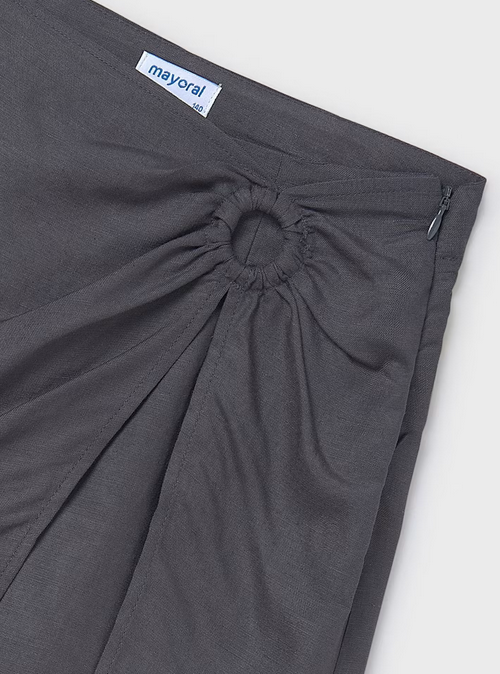 Mayoral girls linen skort, coal, view 3