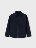 Mayoral tween boys knit zip modern car coat, navy, front view
