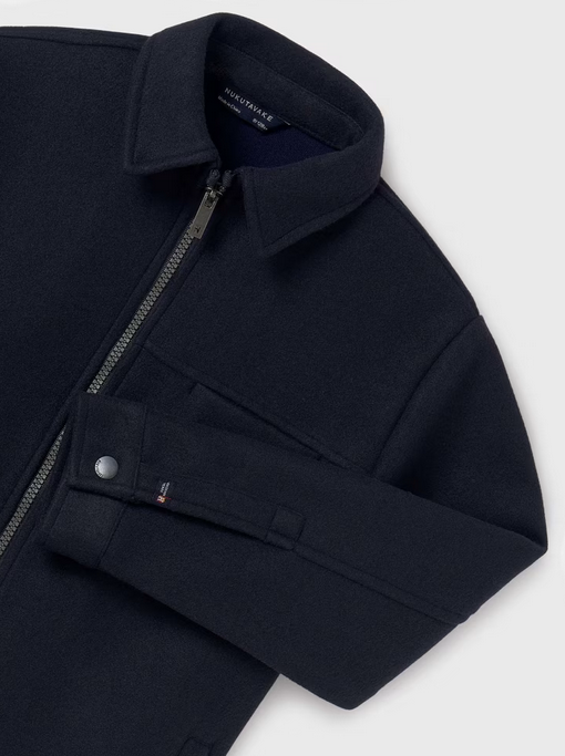 Mayoral tween boys knit zip modern car coat, navy, view 2