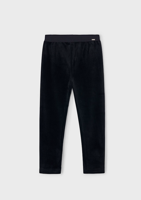 Mayoral girls super soft velvet leggings, black, front view