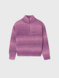 Mayoral tween girls quarter zip gradient jersey, mauve, view 6