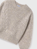 Mayoral tween girls textured jumper, stone mix, view 2