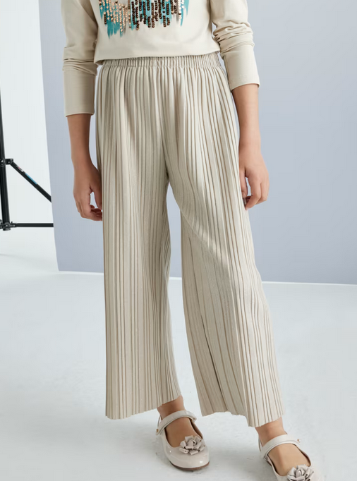 Mayoral tween girls pleated pants, champagne, view 2