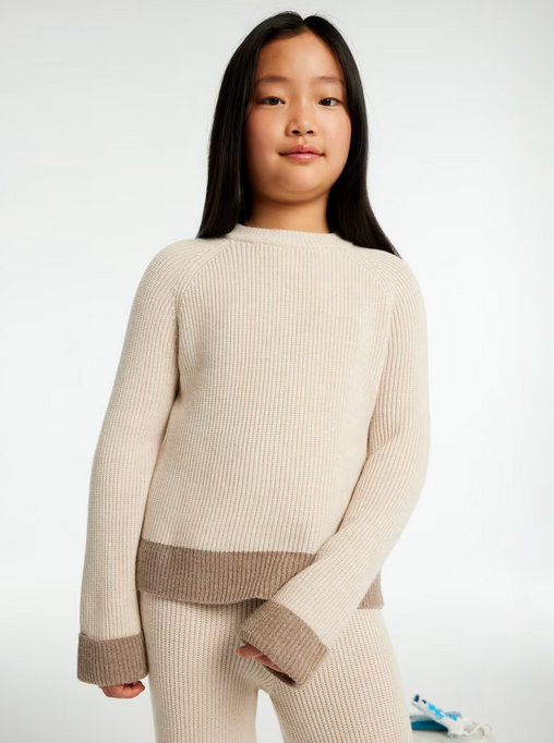 Mayoral tween girls knit sweater and pants set, stone, view 2