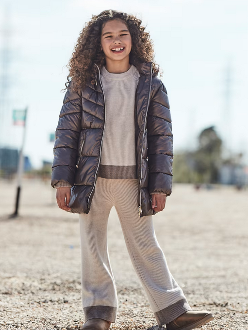 Mayoral tween girls knit sweater and pants set, stone, view 3