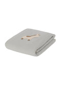 Mayoral 9144 baby unisex gray embroidered horse faux fur lined knit blanket - folded