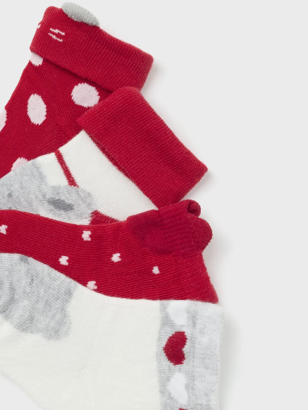 Mayoral baby 4 piece ankle sock set, cherry hearts, view 2