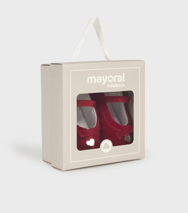 Mayoral baby girl dressy quilted velvet non-skid mary jane, cherry red, view 4