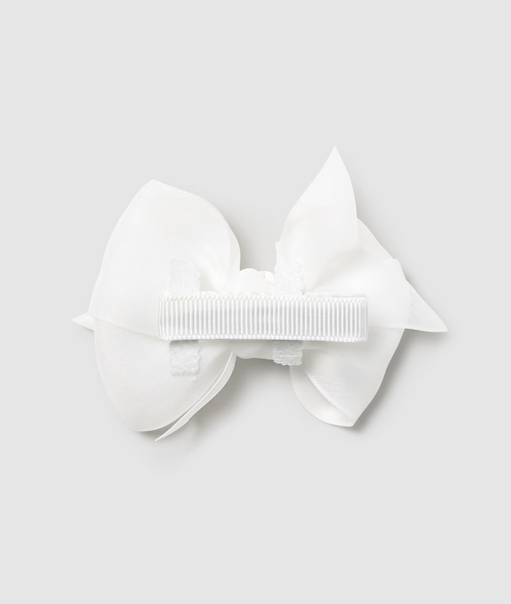 Mayoral baby girl organza headband & nonslip hair clip set, 2 piece, classic white, view 2