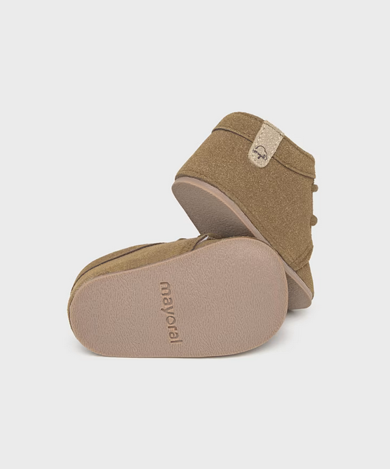 Mayoral baby boy ultrasuede driving boots, camel, view 3