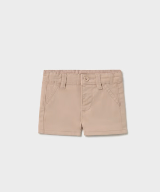 Mayoral baby boy dune beige twill shorts, front view