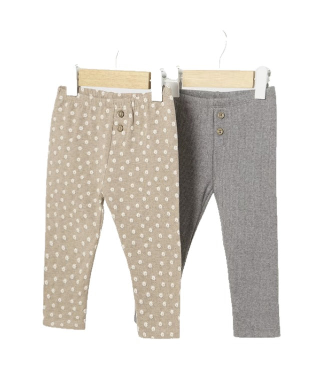 Mayoral baby girl 2 piece legging set, hazelnut/grey, front view