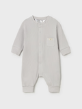 Mayoral baby light grey long romper with textured geese, back view