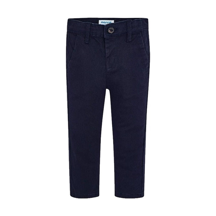 Mayoral boys chinos, adjustable waist trousers, navy, front view