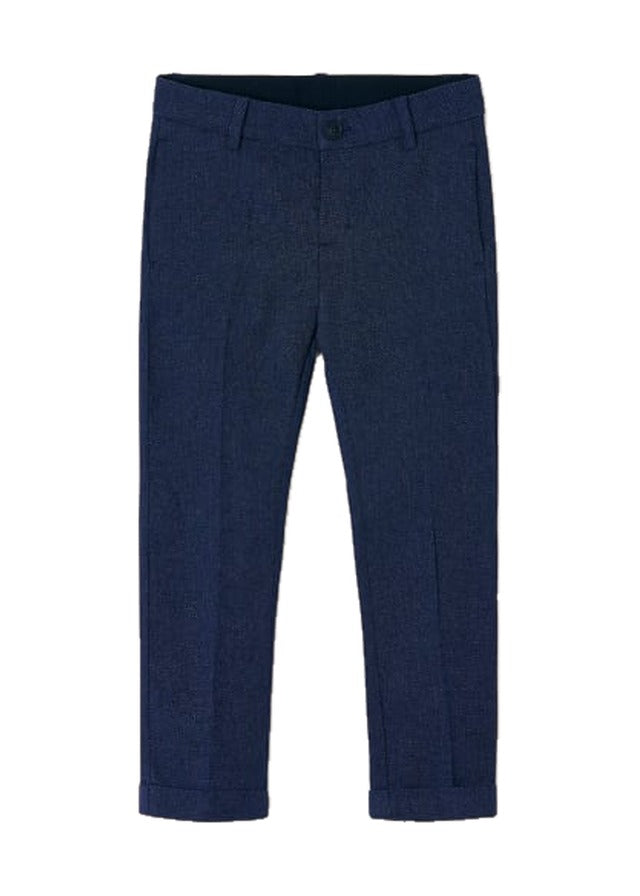 Mayoral boys tailored dress pants, textured navy, front view