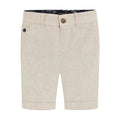 Mayoral tan parchment linen formal wear bermuda dress shorts, front view