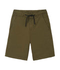 Mayoral tween boys soft cotton drawstring bermuda shorts, olive green, front view
