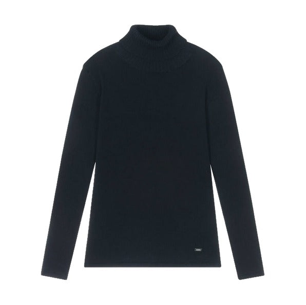 Mayoral tween girls rolled turtleneck sweater, navy, front view