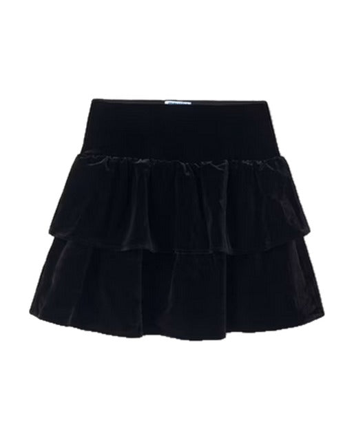 Mayoral tween girls velvet skirt, black, front view