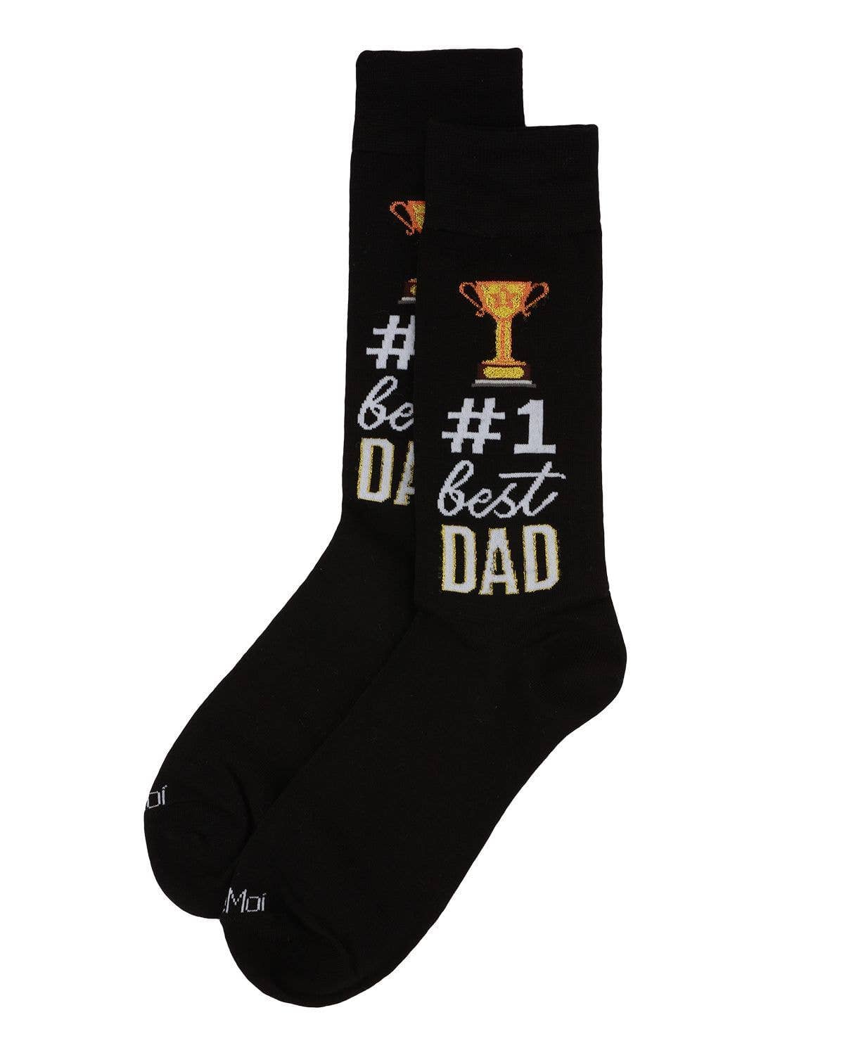 Men's bamboo #1 Best Dad crew socks, black, pair