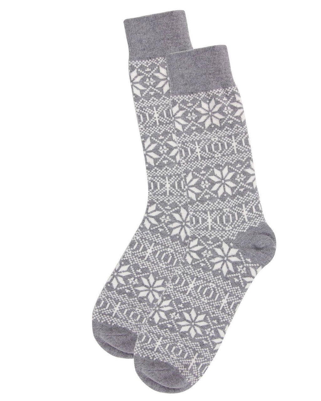 Men's cashmere blend snowflake crew socks, grey, pair