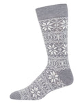 Men's cashmere blend snowflake crew socks, grey, side view