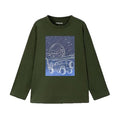 Mayoral boys glow in the dark print t-shirt, moss, front view