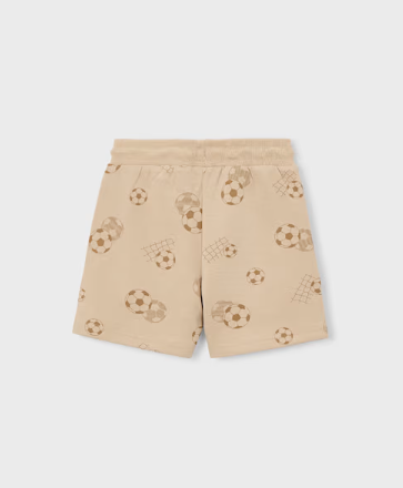 Mayoral boys walnut soccer ball print shorts, back view