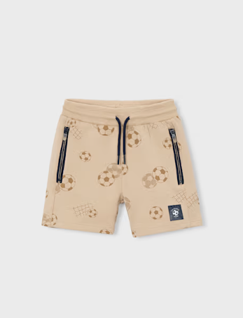Mayoral boys walnut soccer ball print shorts, front view