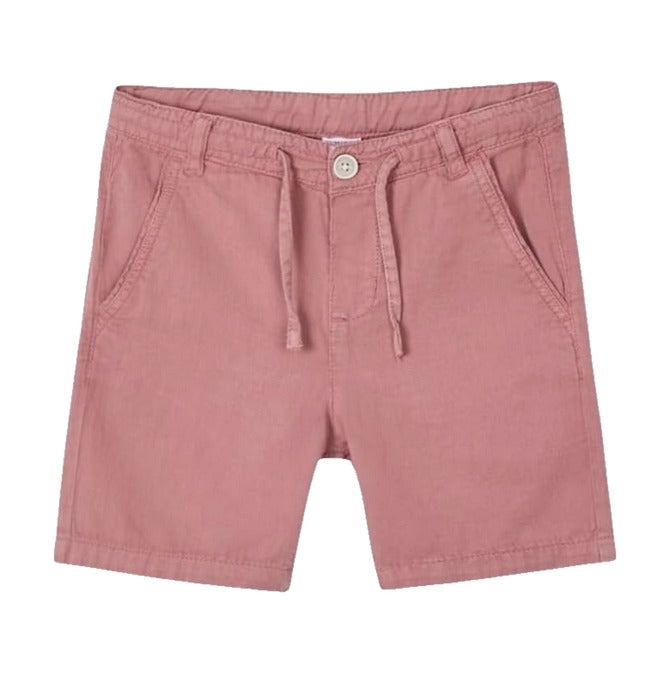 Mayoral boys twill chino shorts, guava, front view