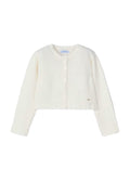 Mayoral girls knitted cardigan, natural white, front view