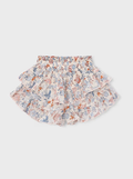 Mayoral girls salmon floral ruffled skort, front view