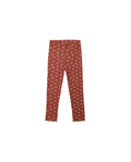 Girls ribbed legging, ruby ditsy floral, front view