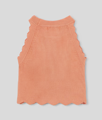 Mayoral girls peach scalloped knit halter tank top, back view