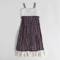 Girls crochet lace bodice black micro floral maxi sundress, front view