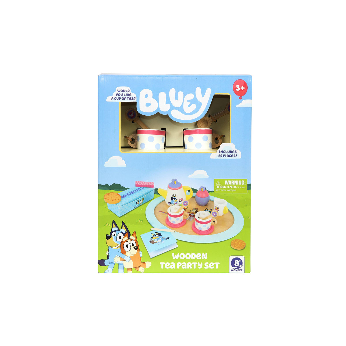 Bluey wooden tea set, box
