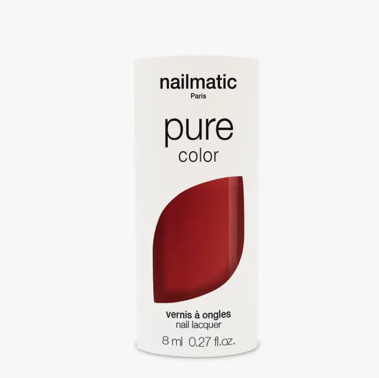 Plant based nail polish, red brick, bottle