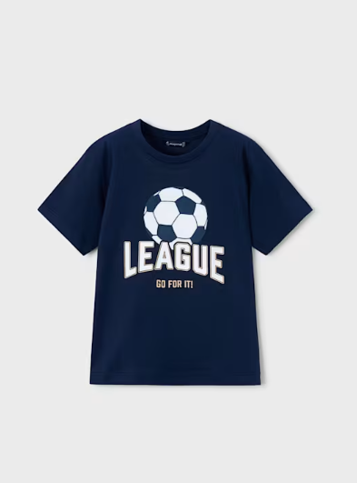 3074 Mini Boy Eco-Cotton Silicone Sensory Soccer Ball S/S T-Shirt - Navy