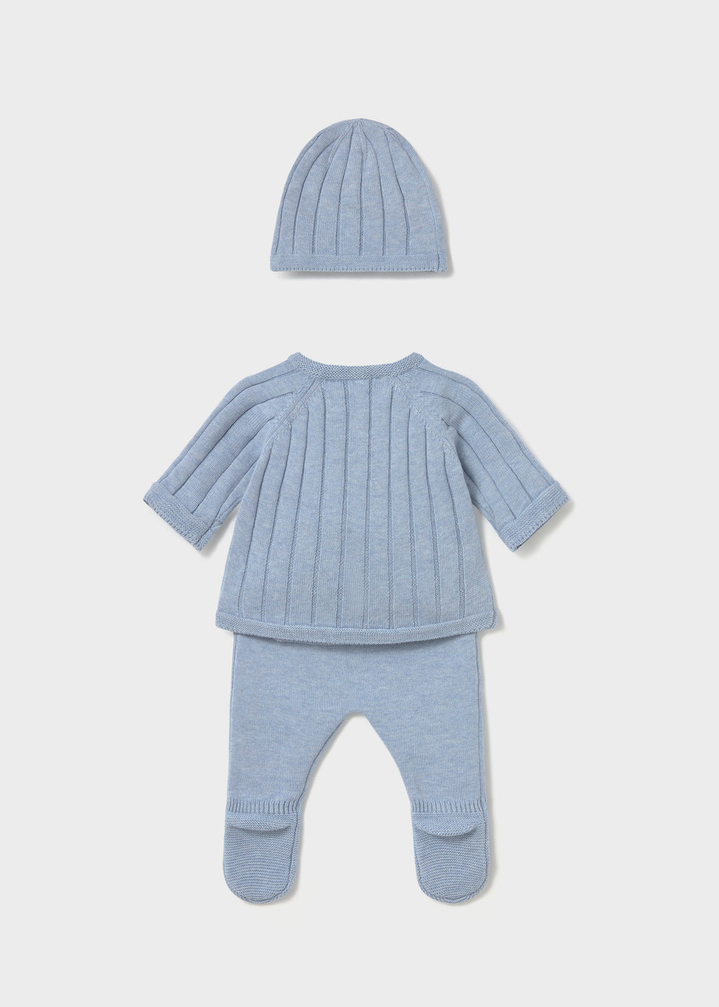 Mayoral 2511 baby boy sky blue 3pc take me home knit gift set - back