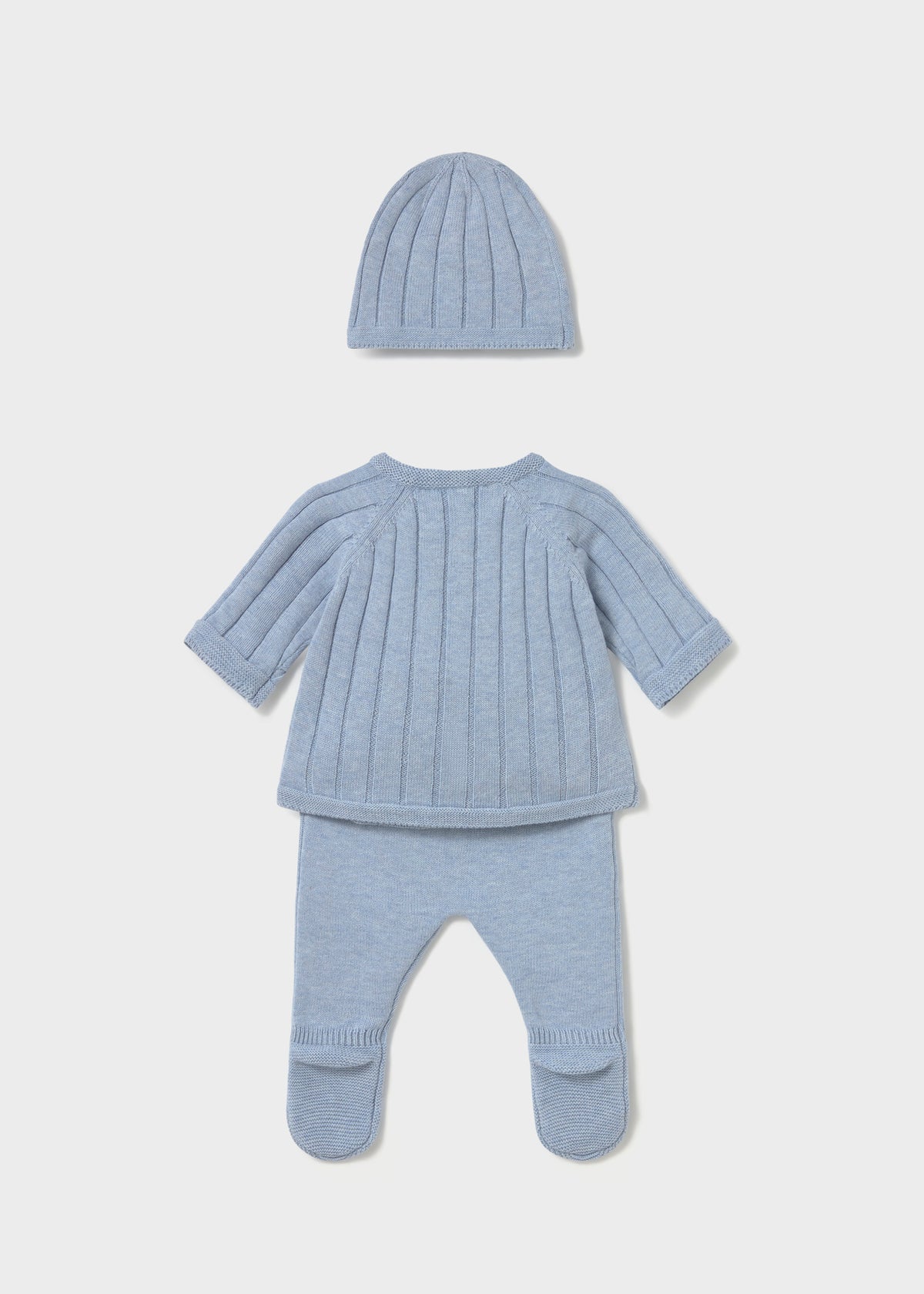 Mayoral 2511 baby boy sky blue 3pc take me home knit gift set - back