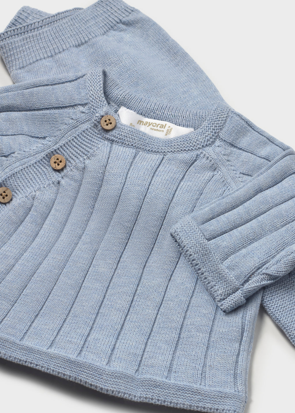 Mayoral 2511 baby boy sky blue 3pc take me home knit gift set - detail