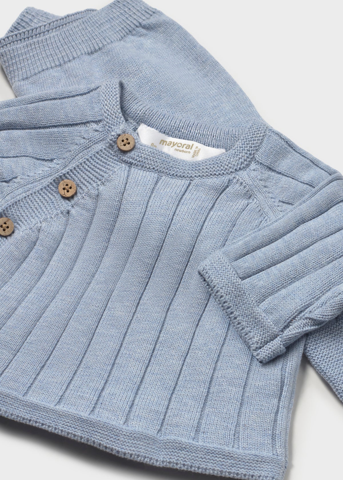 Mayoral 2511 baby boy sky blue 3pc take me home knit gift set - detail