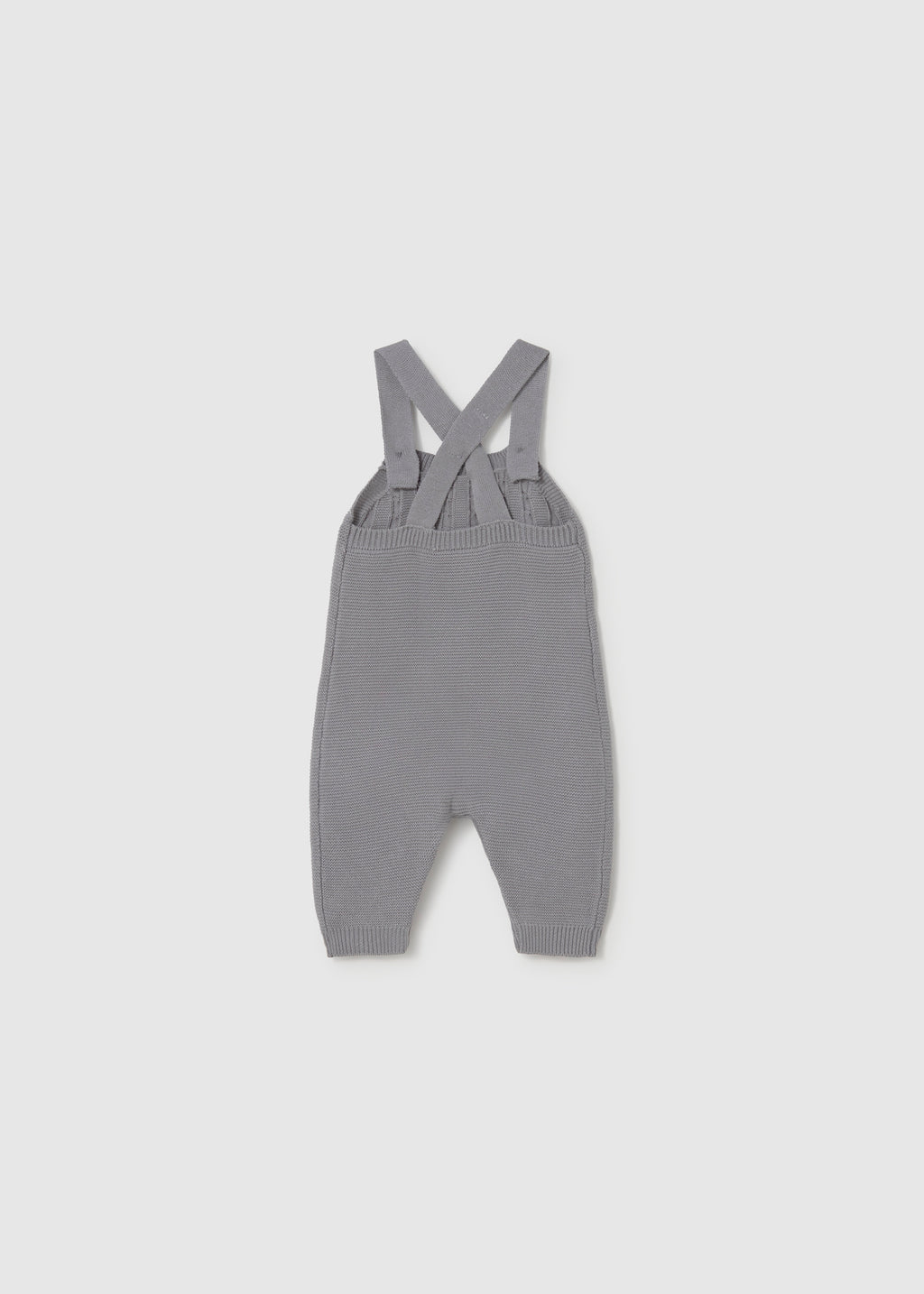 Mayoral 2609 baby boy gray 3pc knit overalls cardigan and striped shirt set - overalls