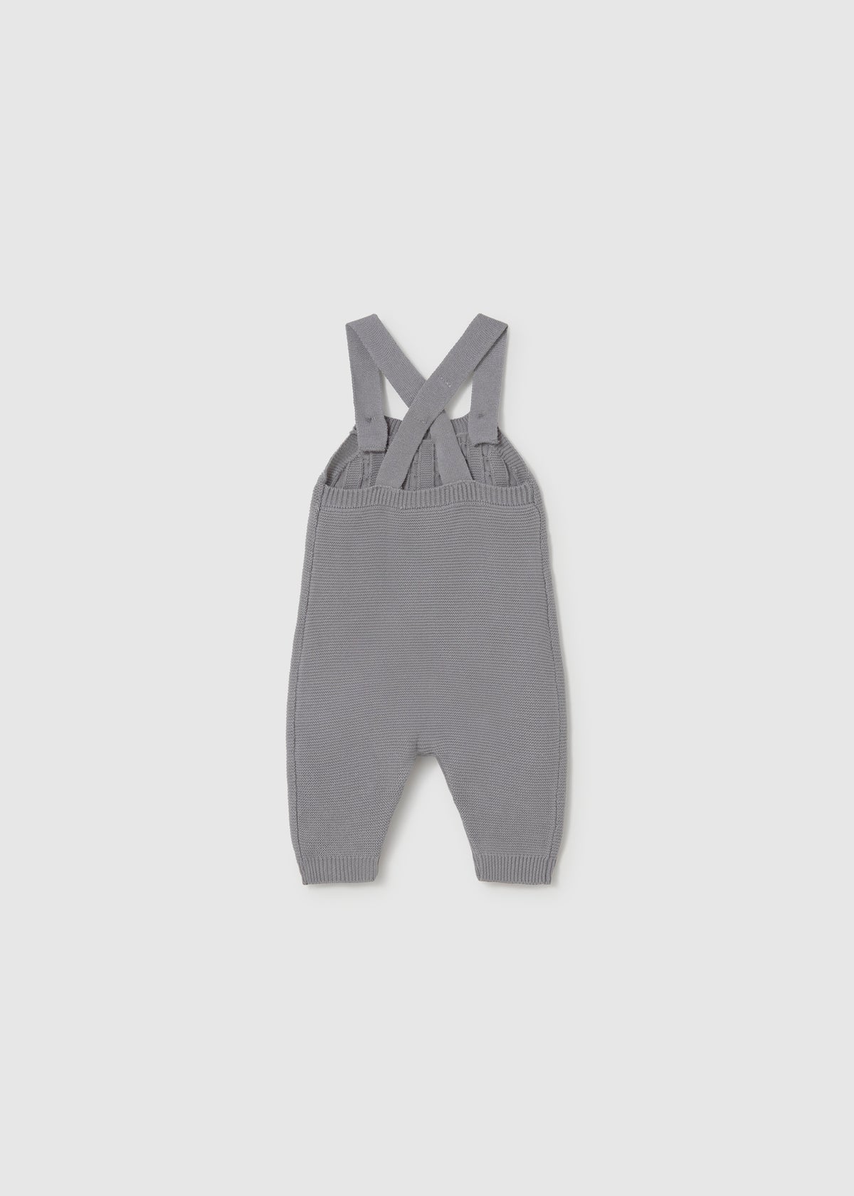 Mayoral 2609 baby boy gray 3pc knit overalls cardigan and striped shirt set - overalls