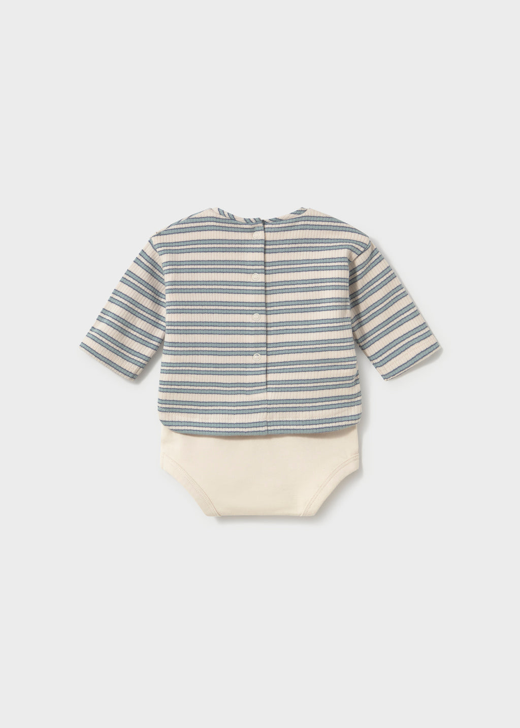 Mayoral 2776 baby boy white and blue striped henley bodysuit shirt - back