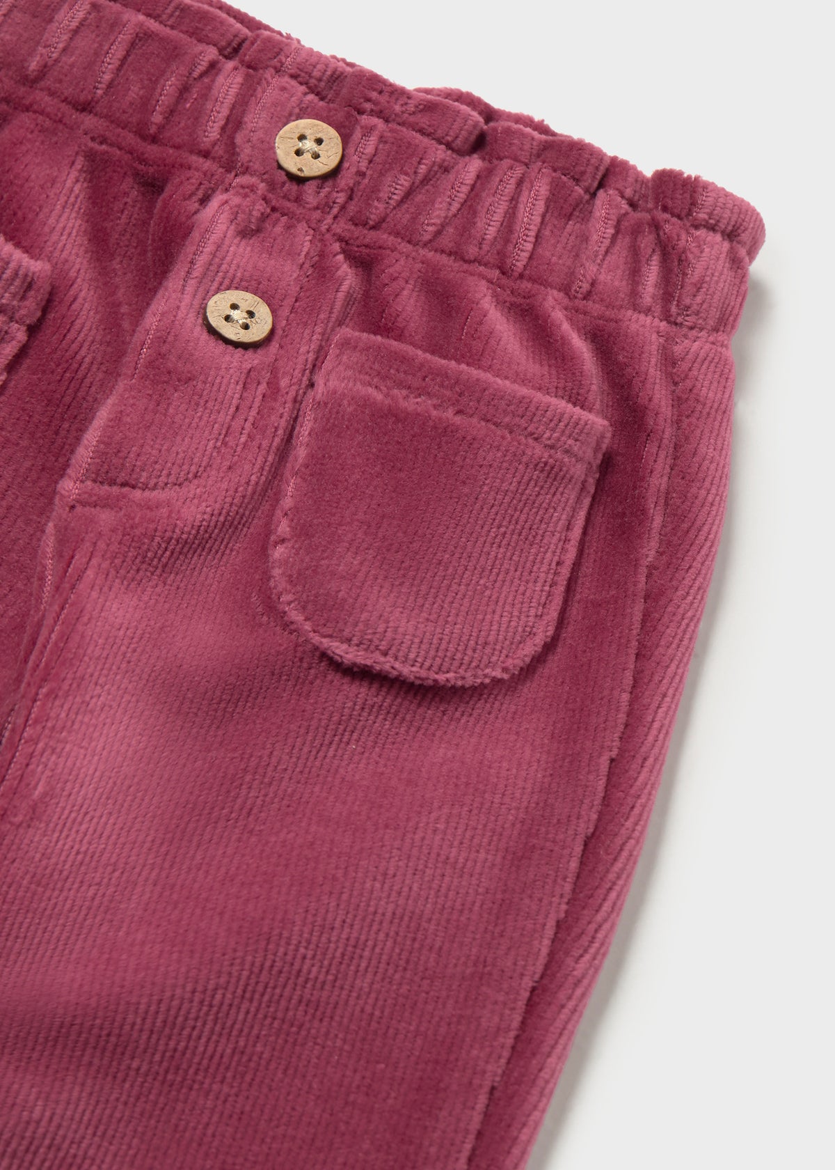 Mayoral 2509 baby girl wine corduroy trousers with front pockets - detail