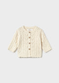 Mayoral 2301 baby girl cream openwork scalloped trim cardigan - front